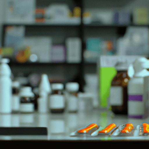 medicamentos sobre la mesa en la farmacia