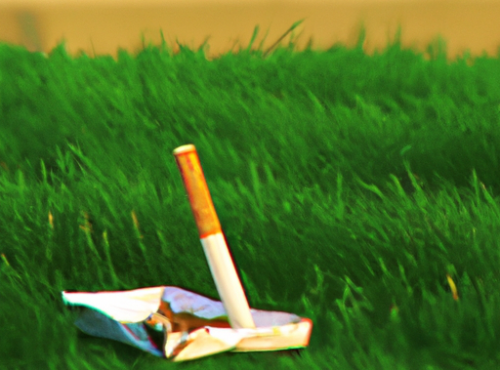 a broken cigarette on the green grass