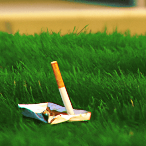 a broken cigarette on the green grass