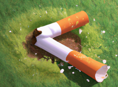 illustration of broken cigarette on grass